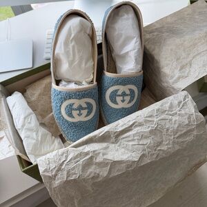 Gucci Light Blue Espadrilles with White Logo